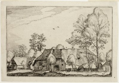 Stor gård, plåt tio efter Bilder av gårdar, lanthus och rustika byar (Praediorum villarum et rusticarum casularum icones) av Claes Jansz. Visscher II