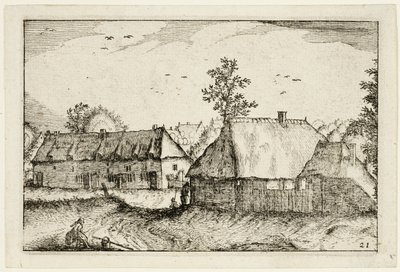 Stora skjul, plansch 21 efter Bilder av gårdar, lanthus och rustika byar (Praediorum villarum et rusticarum casularum icones) av Claes Jansz. Visscher II