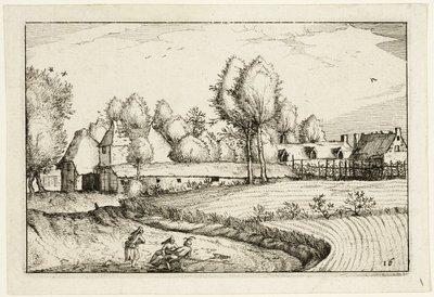 Väg längs en åker, plansch sexton efter Bilder av gårdar, lanthus och rustika byar (Praediorum villarum et rusticarum casularum icones) av Claes Jansz. Visscher II