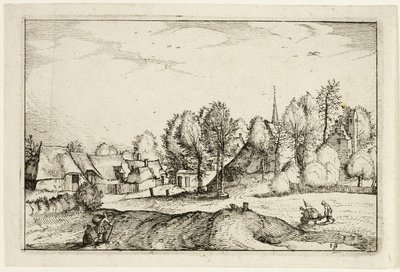 Vägen till en by, plansch nitton efter bilder av gårdar, lanthus och rustika byar (Praediorum villarum et rusticarum casularum icones) av Claes Jansz. Visscher II