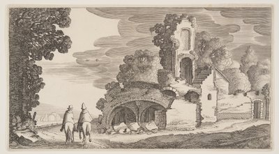 Ruiner längs en väg, från Landscapes (Playsante Lantschappen) av Claes Jansz. Visscher II