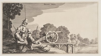 De tre artilleristerna, från Landscapes (Playsante Lantschappen) av Claes Jansz. Visscher II