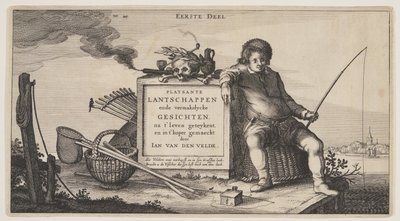 Titelsida, från Landskap (Playsante Lantschappen) av Claes Jansz. Visscher II
