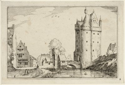 Stadsporten, plansch två efter Bilder av gårdar, lanthus och rustika byar (Praediorum villarum et rusticarum casularum icones) av Claes Jansz. Visscher II
