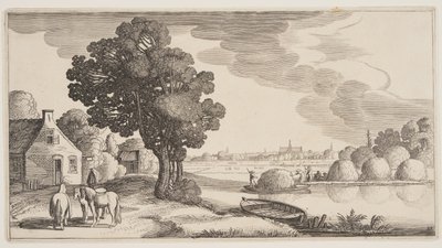 Transport av hö på en flod, från Landscapes (Playsante Lantschappen) av Claes Jansz. Visscher II