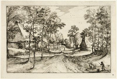 Village Road, plansch fjorton efter Bilder av gårdar, lanthus och rustika byar (Praediorum villarum et rusticarum casularum icones) av Claes Jansz. Visscher II