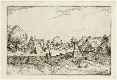 Village Road, plansch tjugo efter Bilder av gårdar, lanthus och rustika byar (Praediorum villarum et rusticarum casularum icones) av Claes Jansz. Visscher II