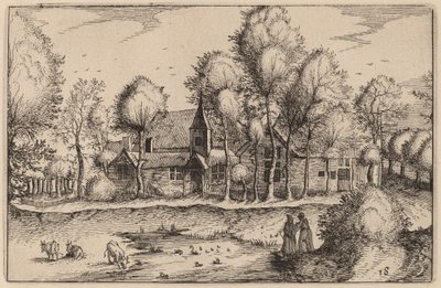 En damm av Claes Jansz Visscher after Johannes van Doetechum, the Elder after Lucas