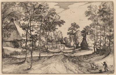 Village Road av Claes Jansz Visscher after Johannes van Doetechum, the Elder after Lucas