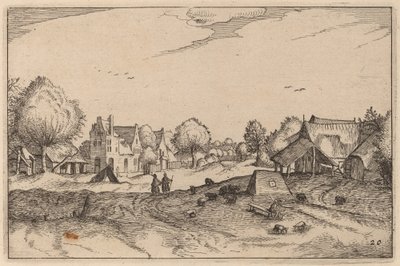 Village Road av Claes Jansz Visscher after Johannes van Doetechum, the Elder after Lucas