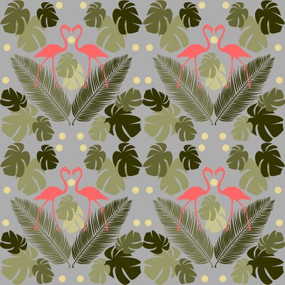 Flamingo och palmer av Claire Huntley