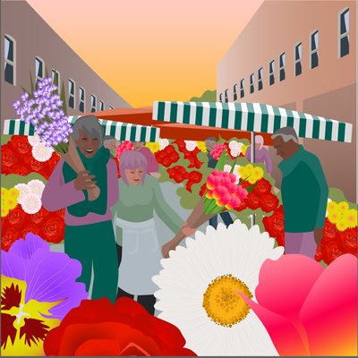 Blomstermarknad på Columbia Road av Claire Huntley