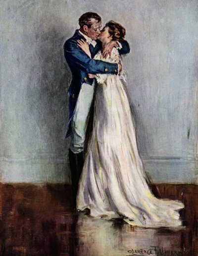 Ae Fond Kiss (färg litho) av Clarence F. Underwood
