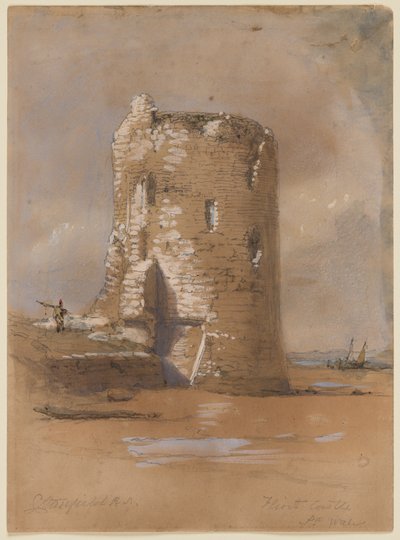 Flint Castle (akvarell, gouache och blyerts på papper) av Clarkson Frederick Stanfield