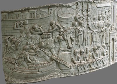 De romerska galärerna. Reliefdetalj av Trajans kolumn, 1:a-2:a århundradet av Classical Antiquities