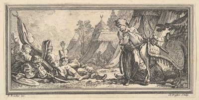 Turkiska soldater vilar, 1746-47. av Claude Augustin Duflos