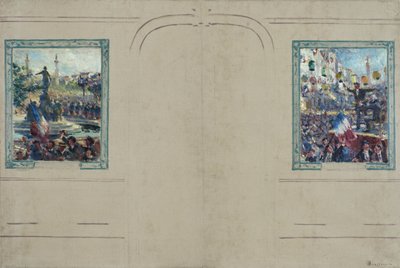 Skiss till stadshuset i Paris 12:e arrondissement: Place de la Nation. Place de la Bastille, cirka 1910 (olja på duk) av Claude Charles Bourgonnier