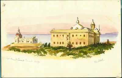 Light House and Convent, Carmel, 1873 (vi undrar penna på papper) av Claude Conder