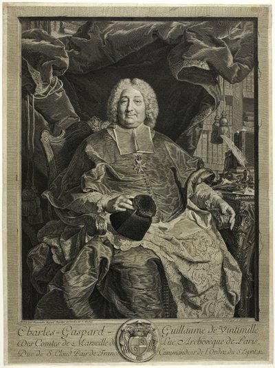 Porträtt av Charles-Gaspard-Guillaume de Ventimiglia, ärkebiskop av Paris av Claude Drevet
