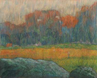 Landskap med figur och hus av Claude Emile Schuffenecker