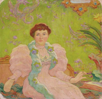 Ung kvinna i rosa klänning; Jeune femme a la robe rose, ca 1893 (olja på duk) av Claude Emile Schuffenecker
