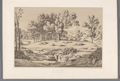 Landschap met gezicht op de berg Pentelikon Mount Pentelic (titel på objekt) Utsikt över de mest kända platserna i det antika Grekland (...) (serietitel) av Claude Félix Théodore Caruelle d