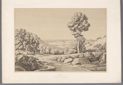 Landschap met weg Attica (titel på objekt) Utsikt över de mest kända platserna i det antika Grekland (...) (serietitel) av Claude Félix Théodore Caruelle d