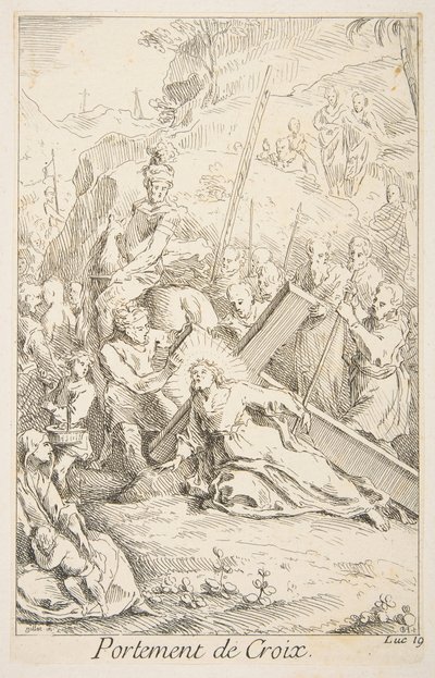 Att bära korset.n.d. Skapare: Claude Gillot, Jacques Gabriel Huquier. av Claude Gillot, Jacques Gabriel Huquier