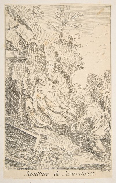Kristi gravläggning.n.d. Skapare: Claude Gillot, Jacques Gabriel Huquier. av Claude Gillot, Jacques Gabriel Huquier
