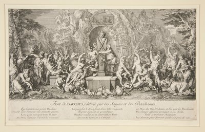 BACCHUS-festen, firad av Satyrs och Bacchantes av Claude Gillot