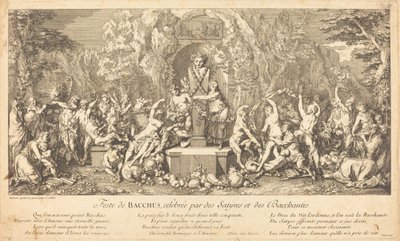 Bacchus-festen, firad av Satyrs och Bacchanales (Feast of Bacchus Celeb betygsatt av Satyrs and Bacchanales) av Claude Gillot