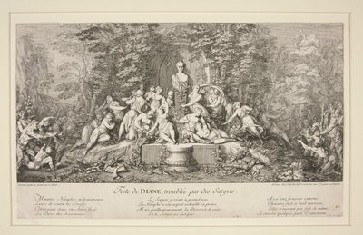 Fest av DIANA, störd av Satyrs av Claude Gillot