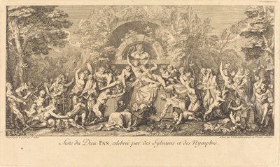Feste du Dieu Pan, celebree par des Sylvains et des Nymphes (Gudens fest som firas av Sylvans och nymfer) av Claude Gillot