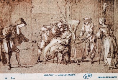 Teaterföreställning, teckning av Claude Gillot (1673-1722). Frankrike av Claude Gillot