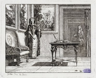 Vignetter till La Mottes fabler. Syrsorna (Bok II, fabel 19) av Claude Gillot