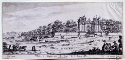 Utsikt och perspektiv av Cours de la Reine Mere Denna promenad skapades 1616 nära Place de l