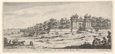 Utsikt över porten till drottningmoderns residens, från serien Views and new ..., ca. 1644. av Claude Goyrand