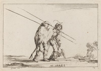 Två Pikemen som reser till fots av Claude Goyrand after Stefano Della Bella