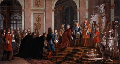 Reparation gjord till kung Ludvig XIV av Doge of Genes 1600-talet (målning) av Claude-Guy Halle