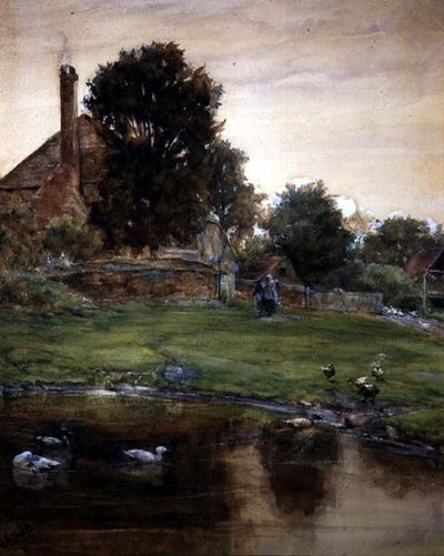 The Duck Pond (akvarell, penna och kroppsfärg på papper) av Claude Hayes