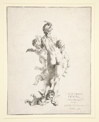 Namnlös (kvinnlig naken med putti) av Claude Henri Watelet