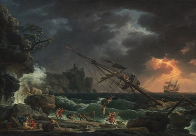 Ett skeppsbrott i stormigt hav (Tempete) av Claude Joseph Vernet