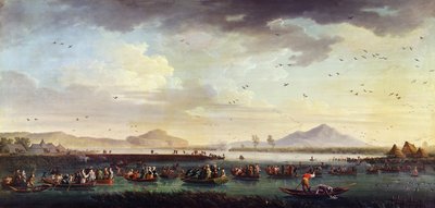 Karl III av Bourbon, kung av Sapin och av kungariket av två-Sicilierna Ankakt vid sjön Patria 1746, 1749 av Claude Joseph Vernet