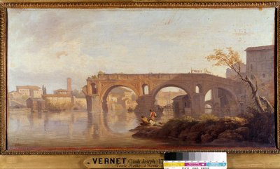 Le Ponte Rotto en Rom-målning av Joseph Vernet (1714-1789) 1700-talets sön. 0,4x0,77 m . av Claude Joseph Vernet