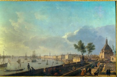 Hamnen i Bordeaux med vallarna Målning av Joseph Vernet (1714-1789) 1700-tal. Paris. Marinmuseum av Claude Joseph Vernet
