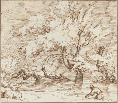 Träd reflekterade i en bäck av Claude Joseph Vernet
