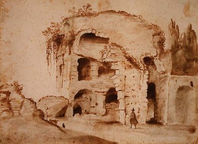 En ruin på Palatinen (bläck & tvätt på papper) av Claude Lorrain