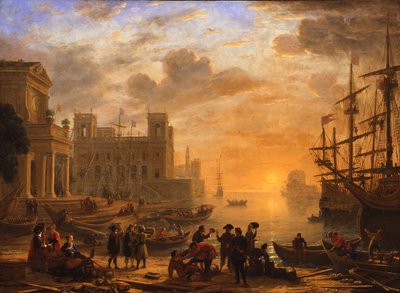 Ett hamnlandskap vid solnedgången av Claude Lorrain
