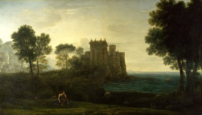 ""Landskap med Psyche utanför Amors palats eller det förtrollade slottet) Målning av Claude Lorrain (1600-1682) Olja på duk 1664 Dim 87, 1 x 151,3 cm National Gallery, London av Claude Lorrain