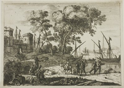 Kustscen med en konstnärsteckning av Claude Lorrain